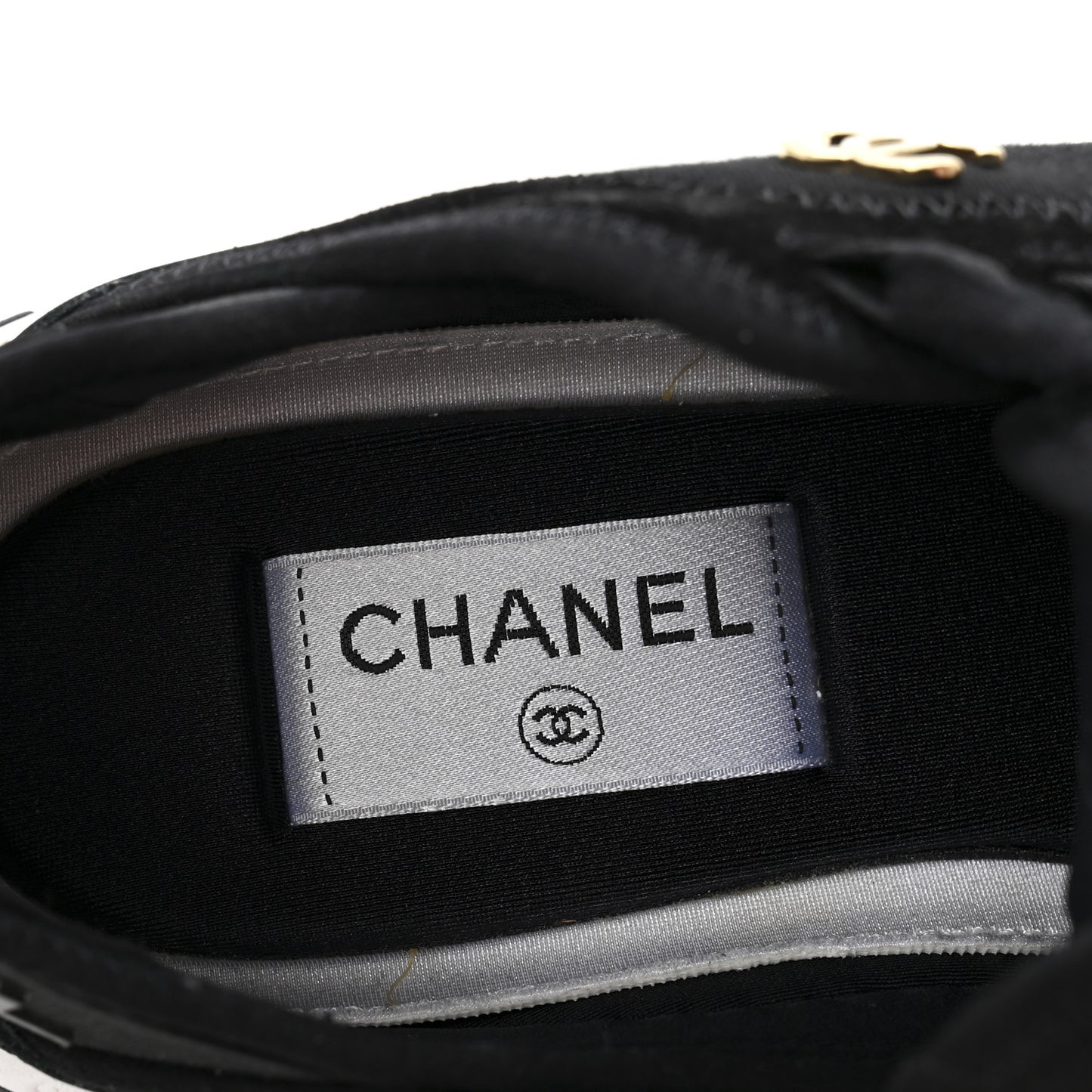 Velvet Calfskin Mixed Fibers CC Sneakers 38 Black