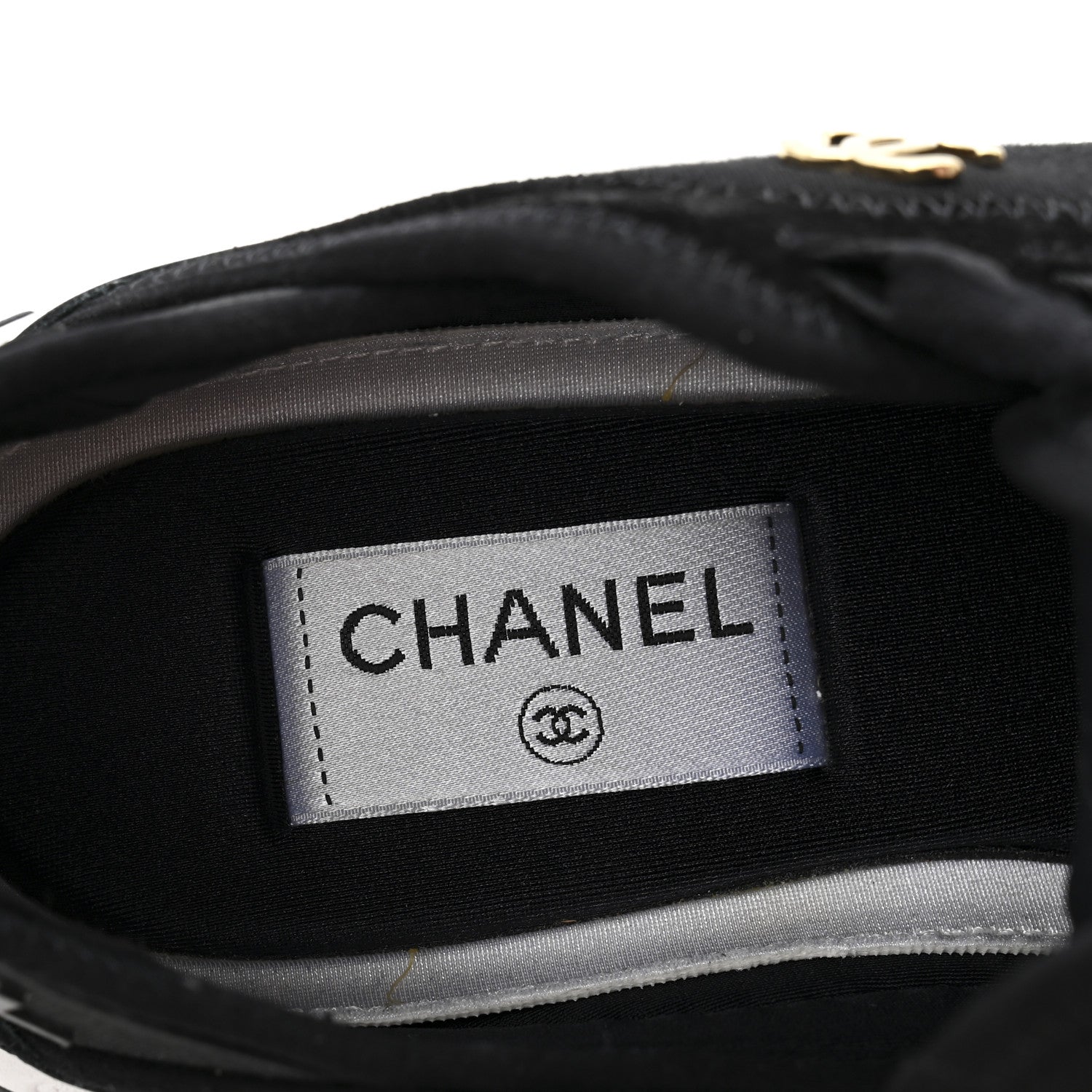 Chanel Velvet Calfskin Mixed Fibers CC Sneakers 38 Black 7 of 9