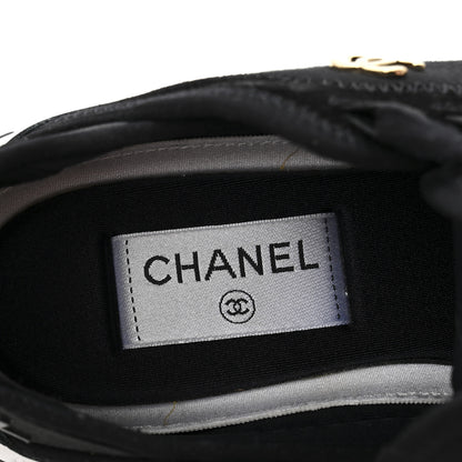 Chanel Velvet Calfskin Mixed Fibers CC Sneakers 38 Black 7 of 9