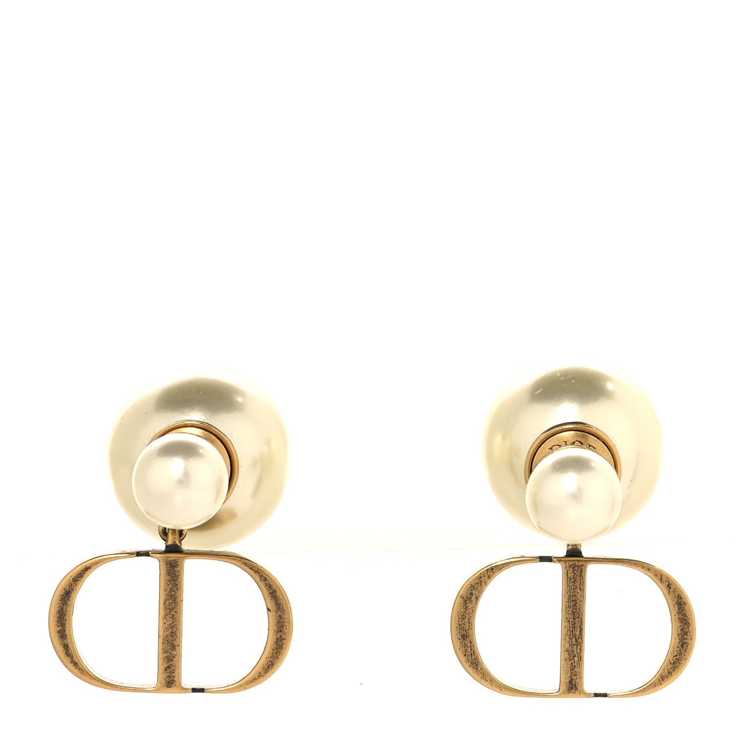 Christian Dior Metal Pearl Tribales Earrings Gold 1 of 5