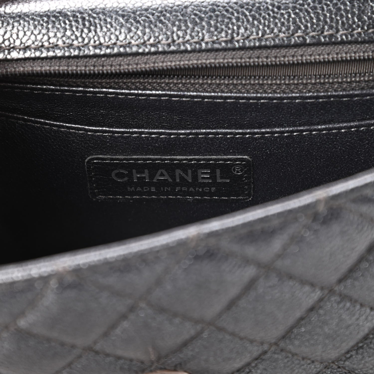 Chanel Pearly Caviar Quilted Mini Rectangular Flap Grey 8 of 10