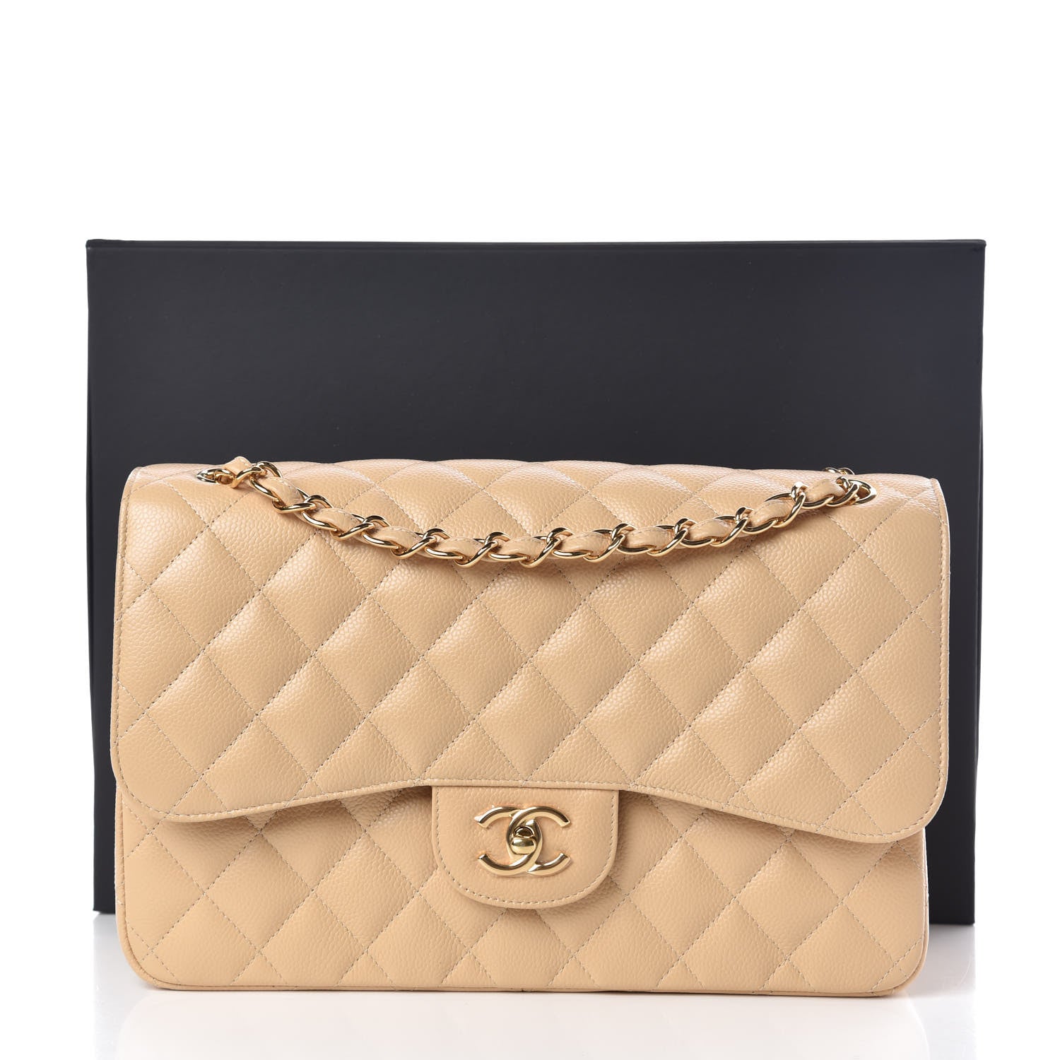Chanel Caviar Quilted Jumbo Double Flap Beige Clair 10 of 10