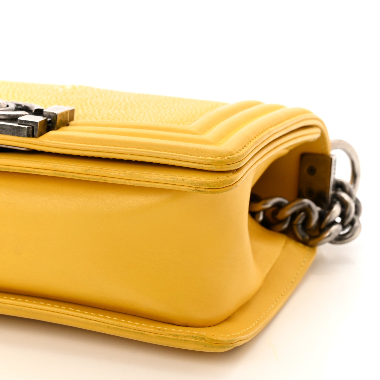 Chanel Galuchat Stingray Small Boy Flap Yellow 10 of 12