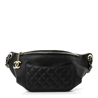Chanel Lambskin Quilted Waist Bag Fanny Pack Black 1 of 12