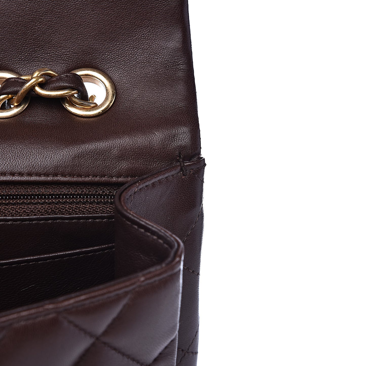 Lambskin Quilted Jumbo Single Flap Dark Brown