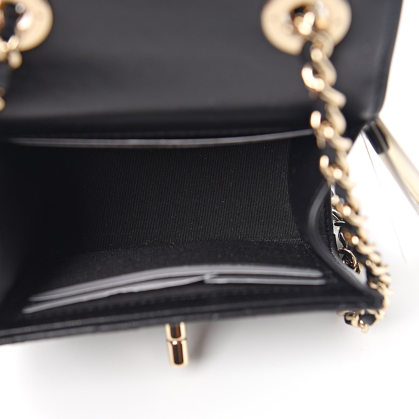 Lambskin Quilted Mini Trendy CC Chain Wallet Black