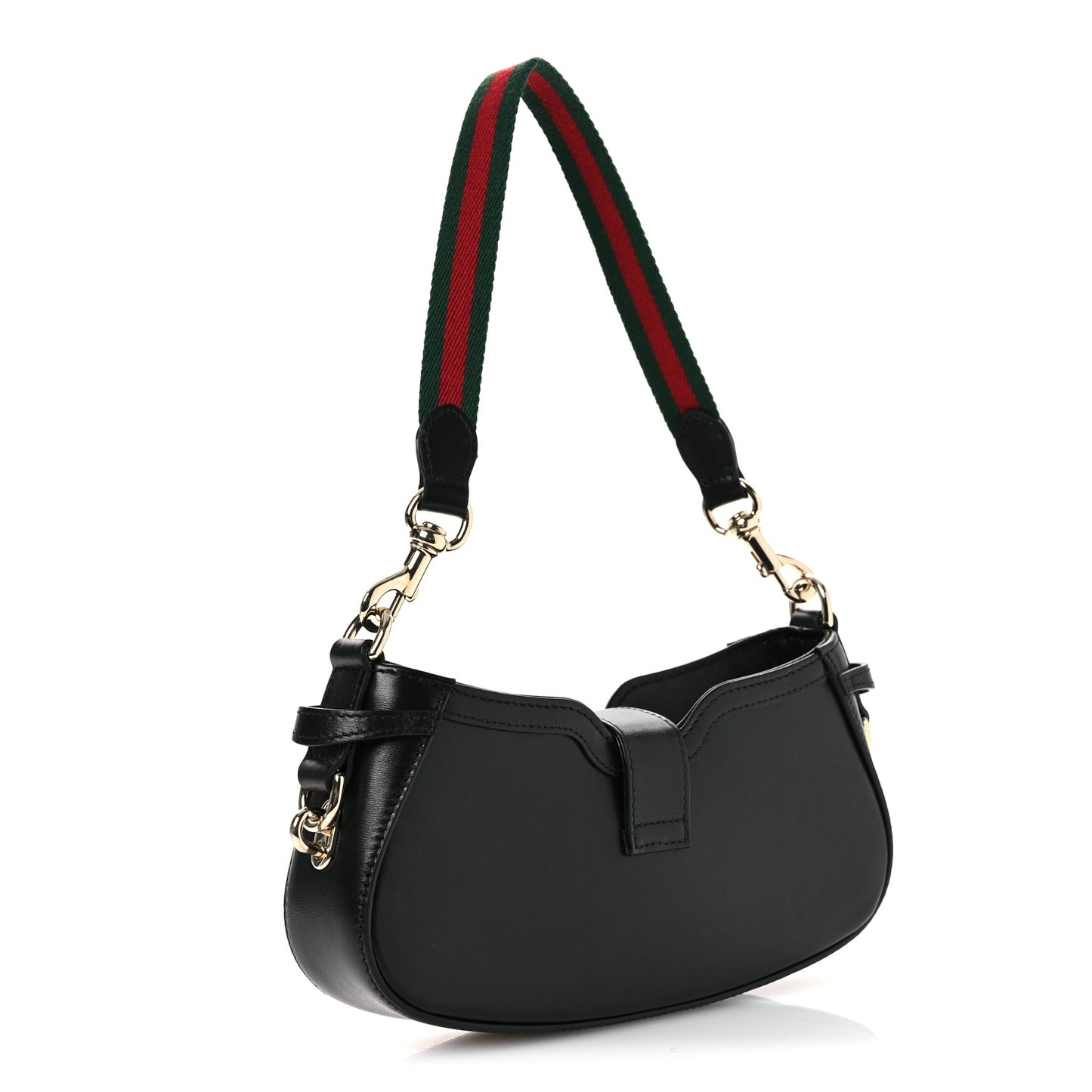 Calfskin Mini Moon Side Shoulder Bag Black