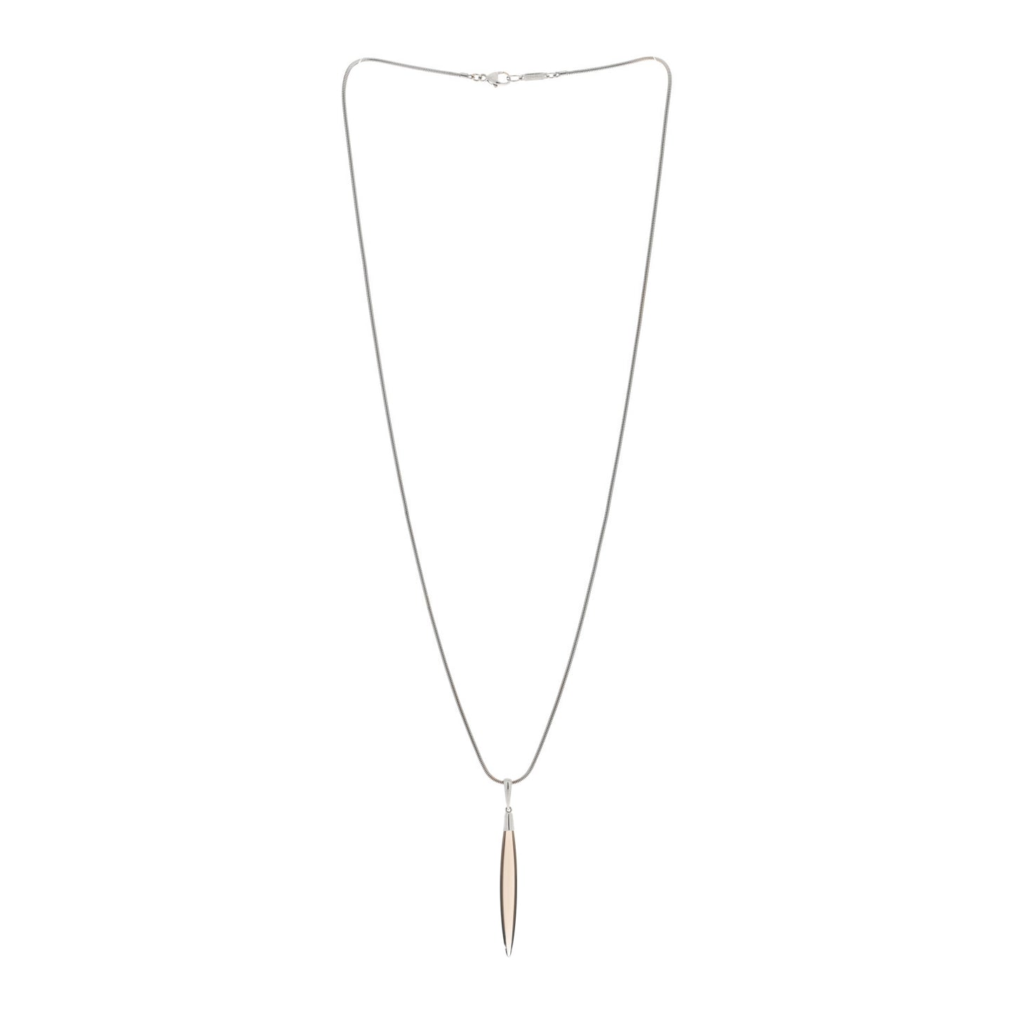 18K White Gold Smoky Quartz Feather Pendant Necklace