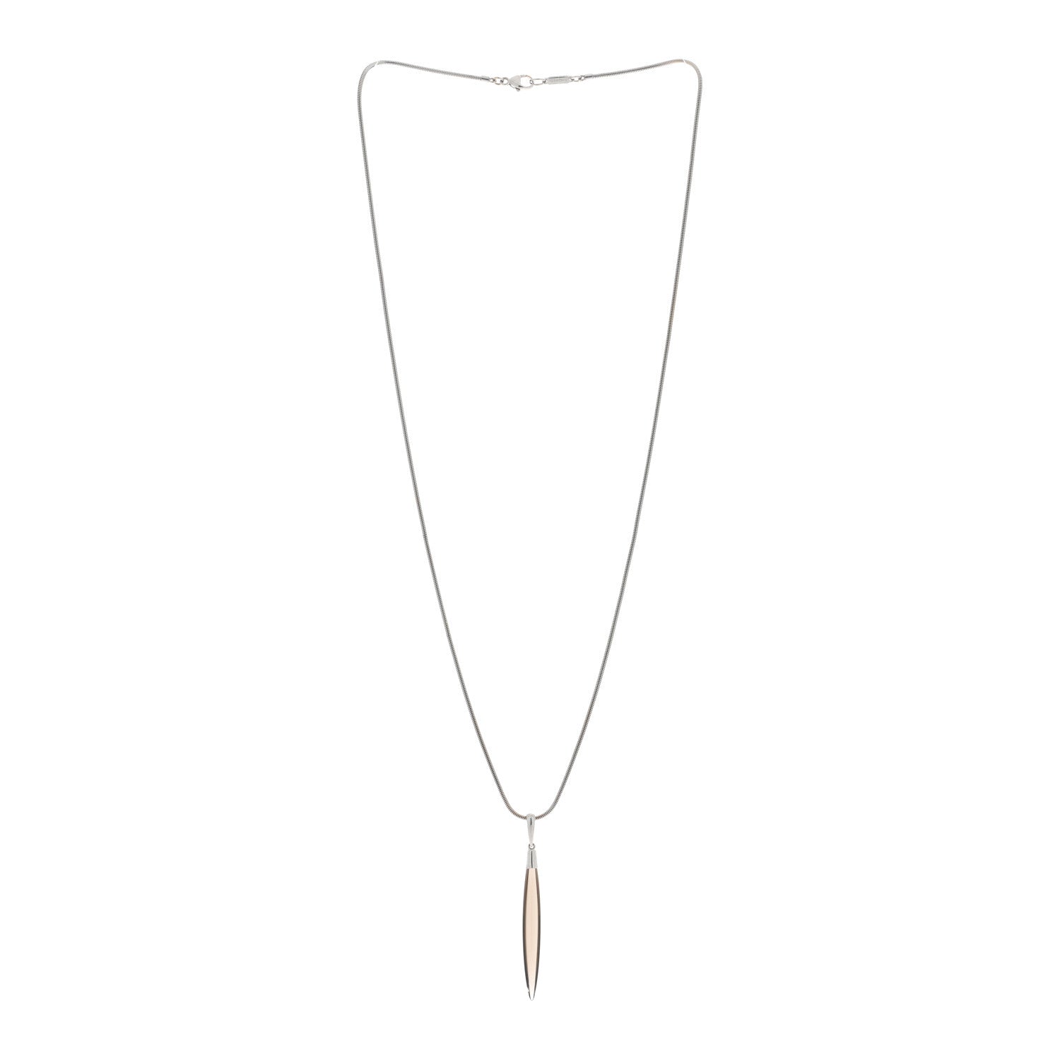 Tiffany 18K White Gold Smoky Quartz Feather Pendant Necklace 2 of 4