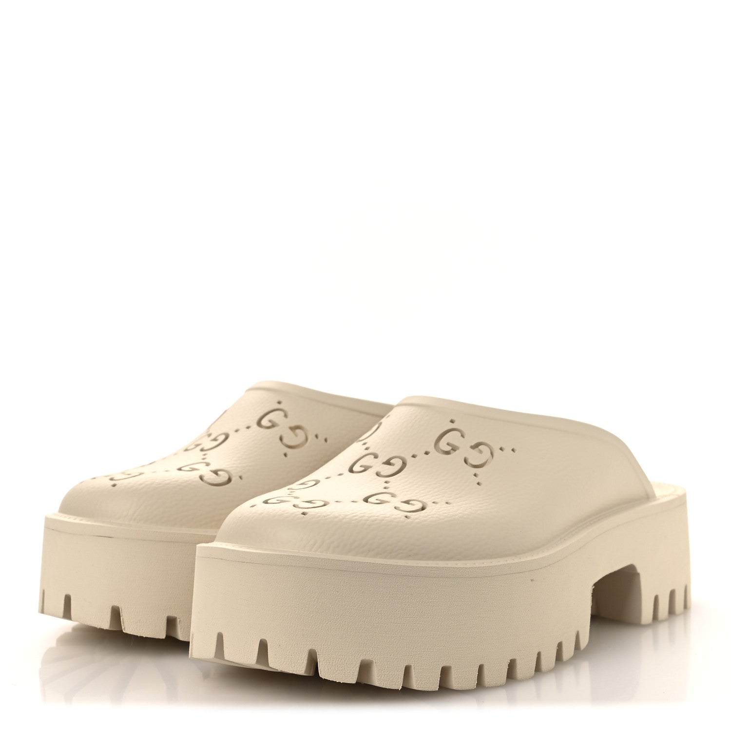 Gucci Rubber Monogram GG Go Through Platform Slide Clogs 40 Mystic White 4 of 11