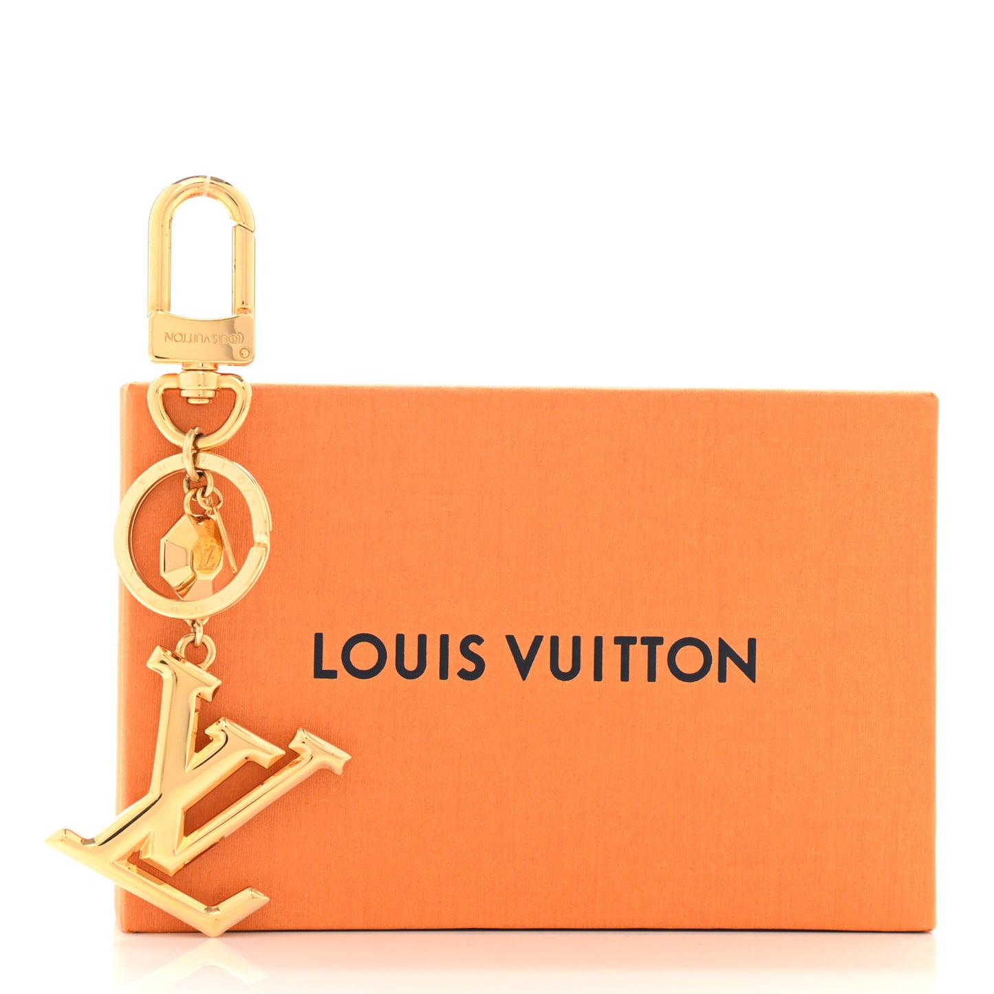 Metal LV Facettes Bag Charm Key Holder Gold