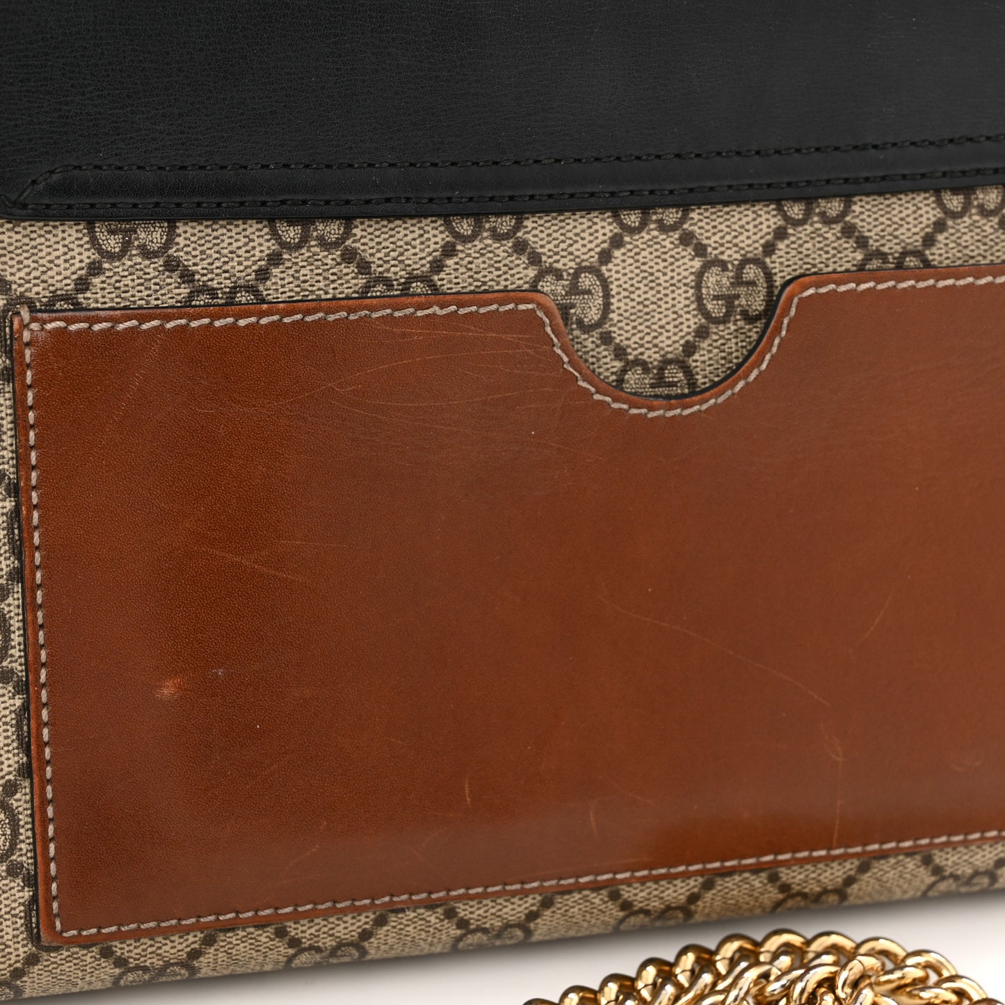 GG Supreme Monogram Calfskin Medium Padlock Shoulder Bag Beige Black Cuir