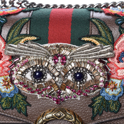 Gucci Calfskin Web Owl Embroidered Medium Dionysus Shoulder Bag New Acero Multicolor 8 of 11