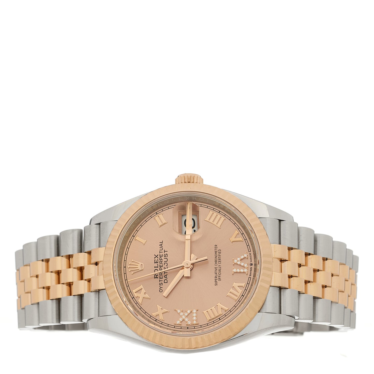 Stainless Steel 18K Everose Gold Diamond 36mm Oyster Perpetual Datejust Watch Rose Roman 126231