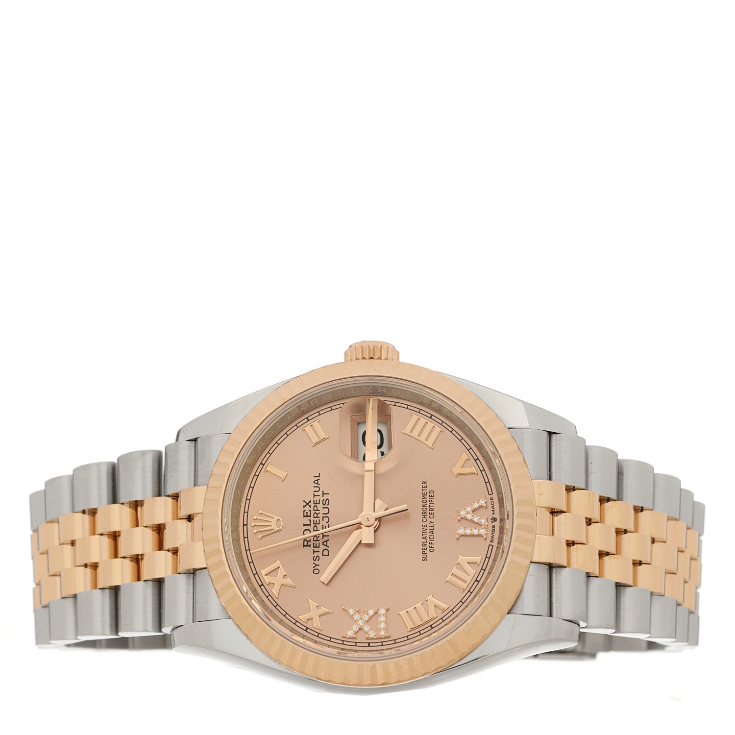 Rolex Stainless Steel 18K Everose Gold Diamond 36mm Oyster Perpetual Datejust Watch Rose Roman 126231 2 of 5