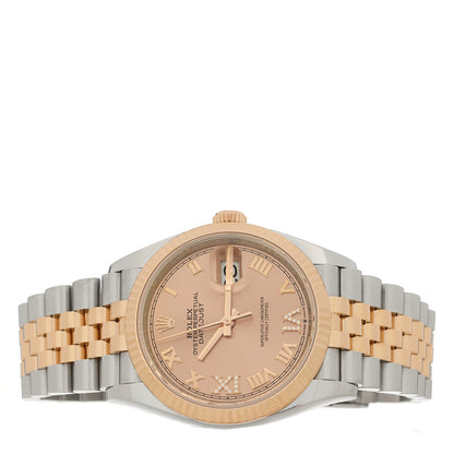 Rolex Stainless Steel 18K Everose Gold Diamond 36mm Oyster Perpetual Datejust Watch Rose Roman 126231 2 of 5