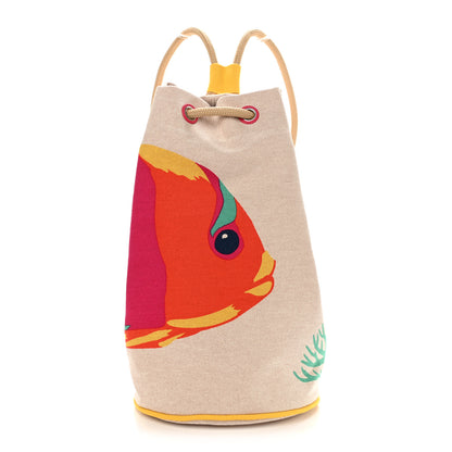 Hermes Toile H Canvas Under The Waves Drawstring Duffle Bag 1 of 11