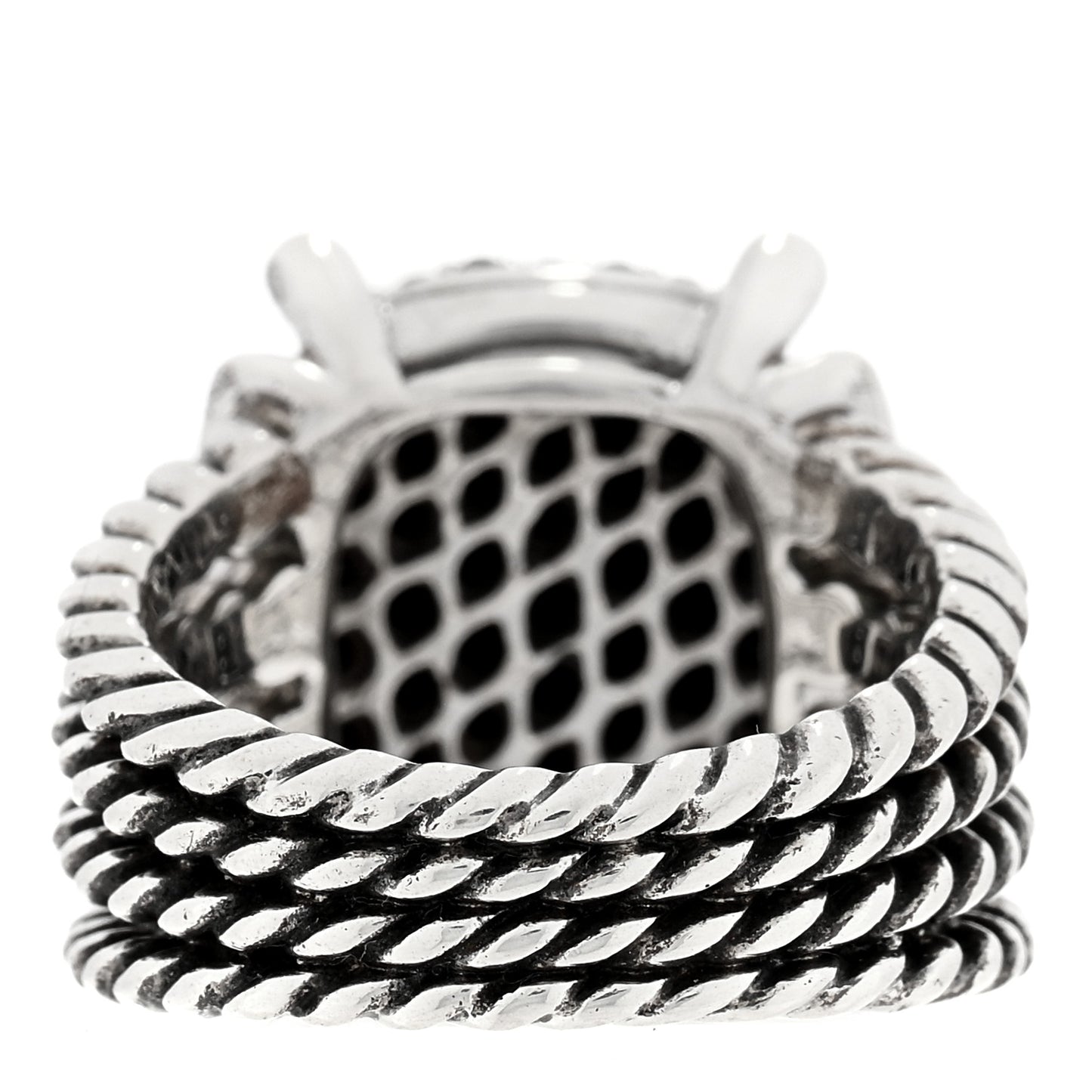 Sterling Silver Black Diamond Pave Diamond 16mm Wheaton Ring 52 6
