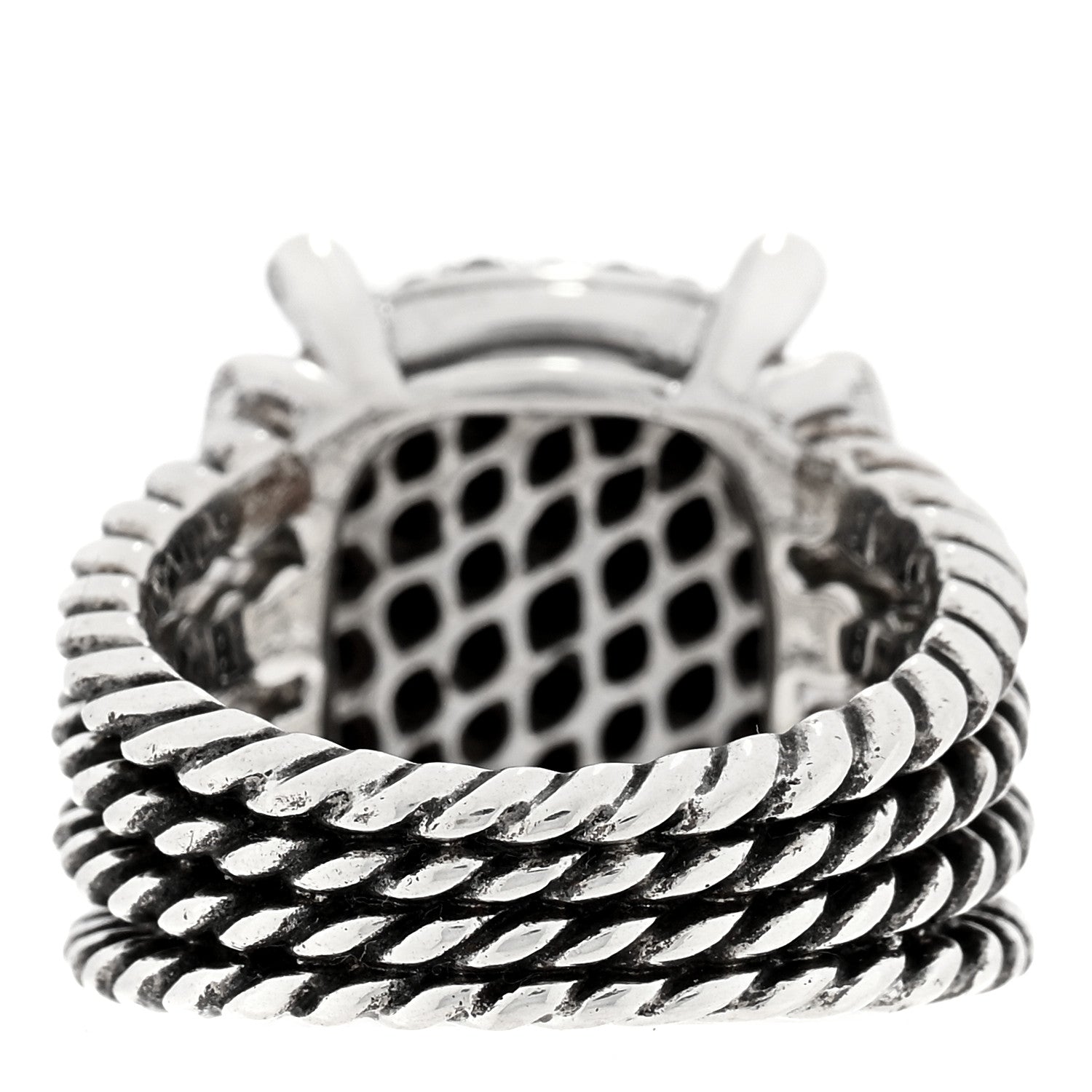 David Yurman Sterling Silver Black Diamond Pave Diamond 16mm Wheaton Ring 52 6 3 of 4