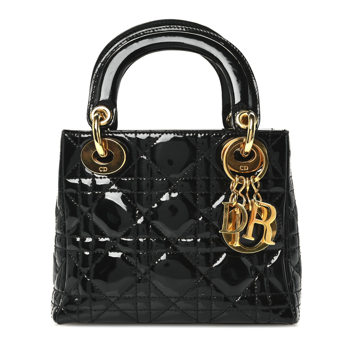 Patent Cannage Mini Lady Dior Black
