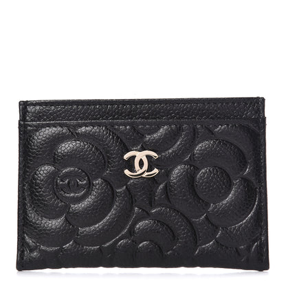 Chanel Caviar Camellia Embossed Card Holder Black 1 of 9