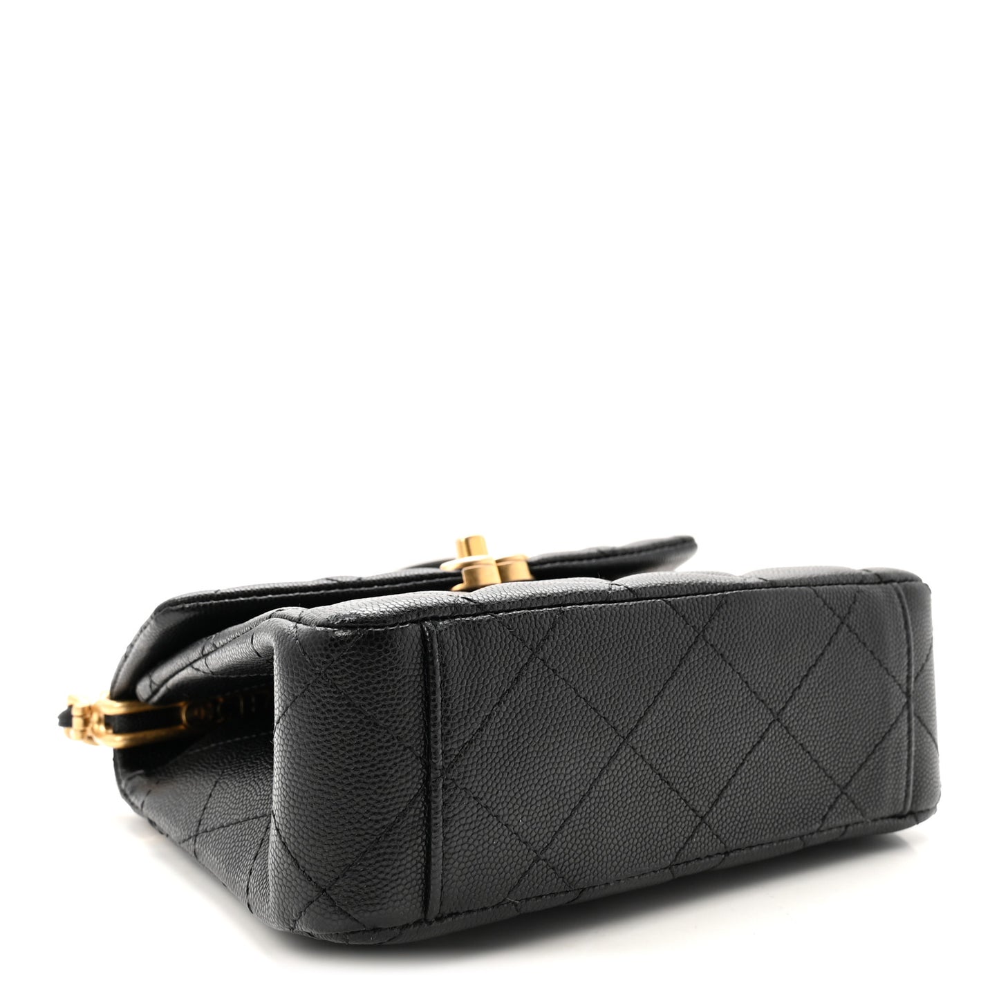 Caviar Quilted 31 Rue Cambon Mini Top Handle Flap Black