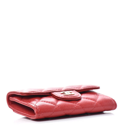 Chanel Caviar Quilted Flap Card Holder Wallet Red 4 of 9
