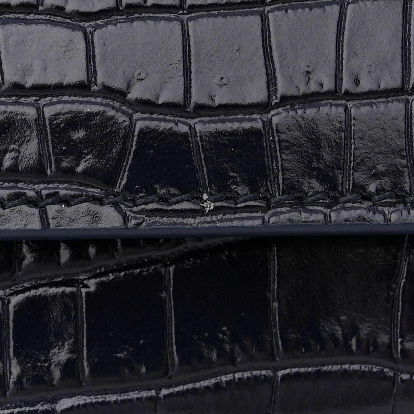 Calfskin Crocodile Embossed Monogram Sunset Chain Wallet Navy