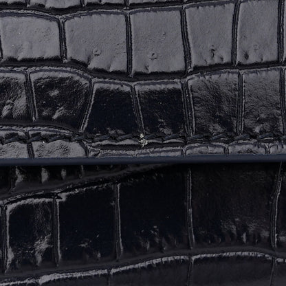 Saint Laurent Calfskin Crocodile Embossed Monogram Sunset Chain Wallet Navy 11 of 11