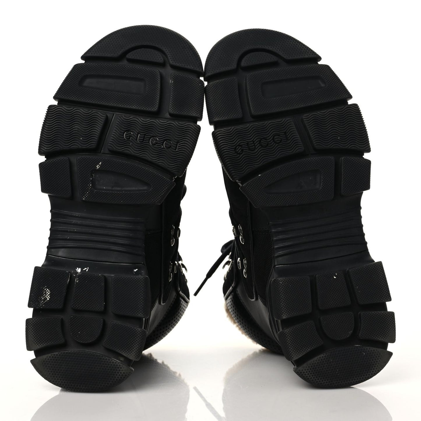 X SEGA Suede Shearling Calfskin GG Monogram Womens Flashtrek High-Top Sneakers 40 Black