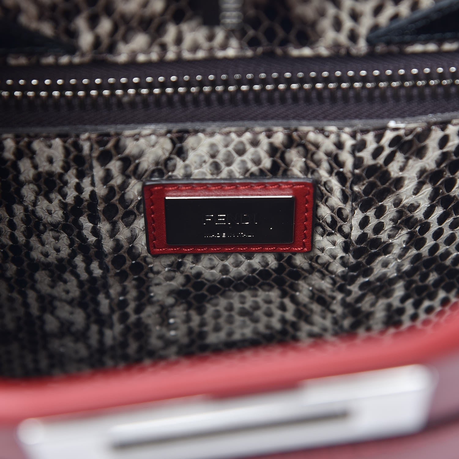 Fendi Vitello Seta Elaphe Crocodile Monster Eyes Medium Peekaboo Iconic Satchel Ribes Naturale 7 of 7
