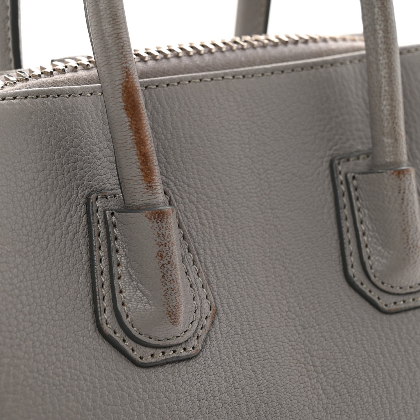 Sugar Goatskin Mini Antigona Pearl Grey