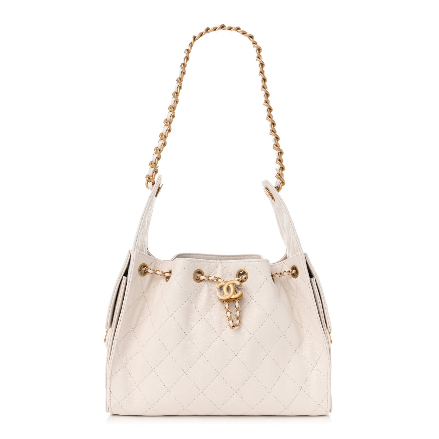 Caviar Quilted Small Chanel 25 Handbag White