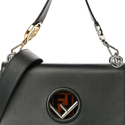 Fendi Vitello Century Velvet F is Fendi FF Kan I Shoulder Bag Black Tobacco 8 of 16