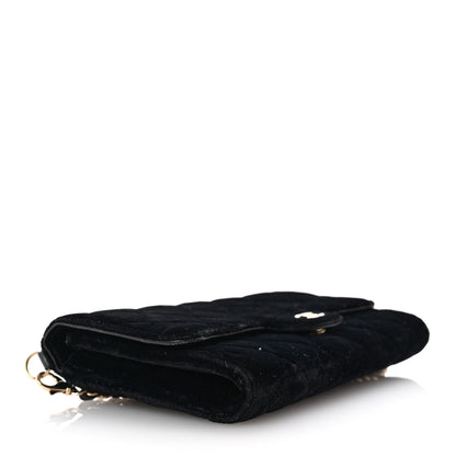 Chanel Velvet Quilted Wallet On Removable Chain Black 4 of 11