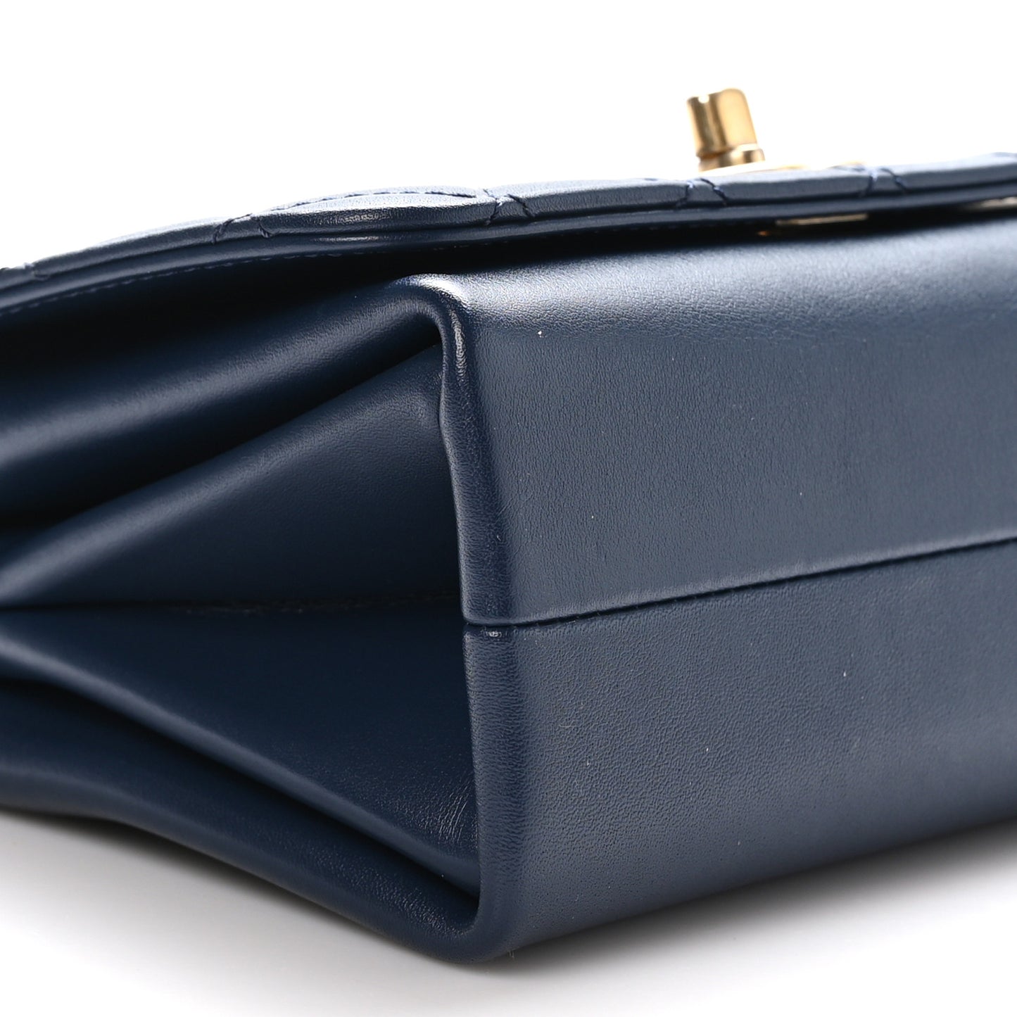 Calfskin Quilted Pearl Jewel Chain Flap Navy