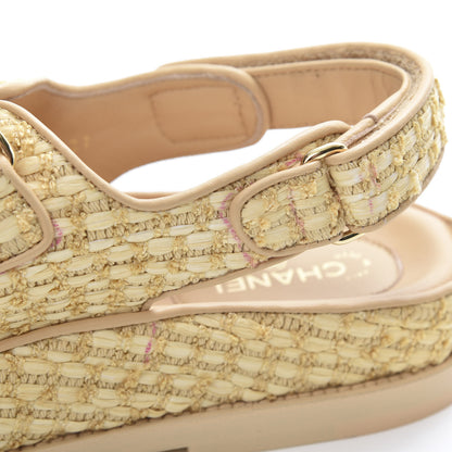 Chanel Braided Fabric Velcro Dad Sandals 39.5 Beige 10 of 12