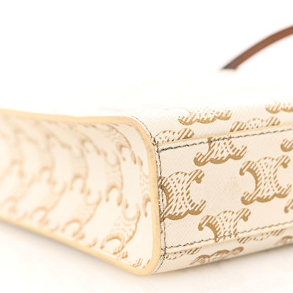 Celine Triomphe Canvas Calfskin Mini Vertical Cabas White 7 of 9