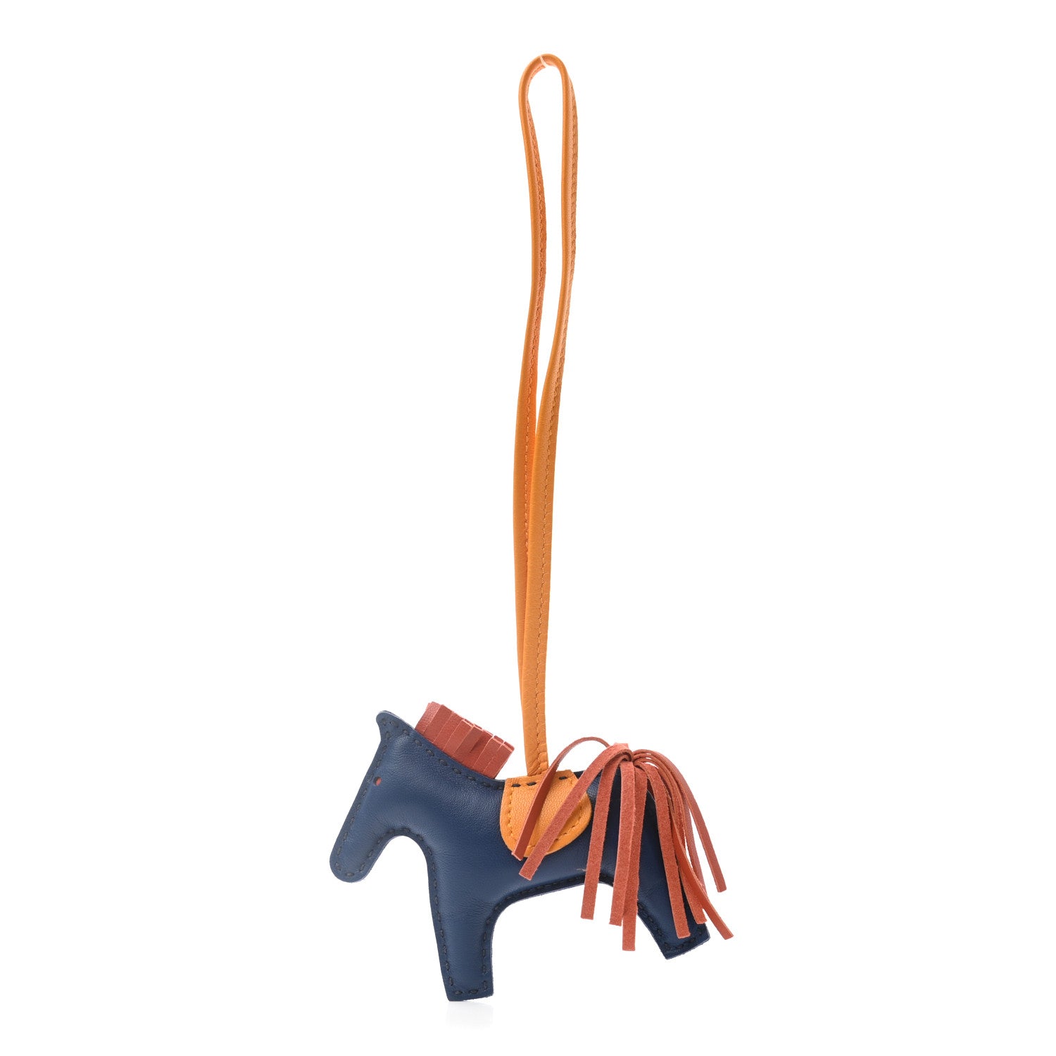 Hermes Milo Lambskin Grigri Rodeo Horse Bag Charm PM Bleu Saphir Naturel Bouton D'Or 1 of 3