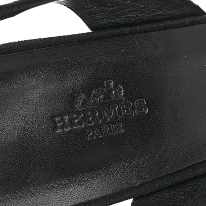 Hermes Suede Goatskin Embellished Ella 105 Sandals 40 Black 7 of 8