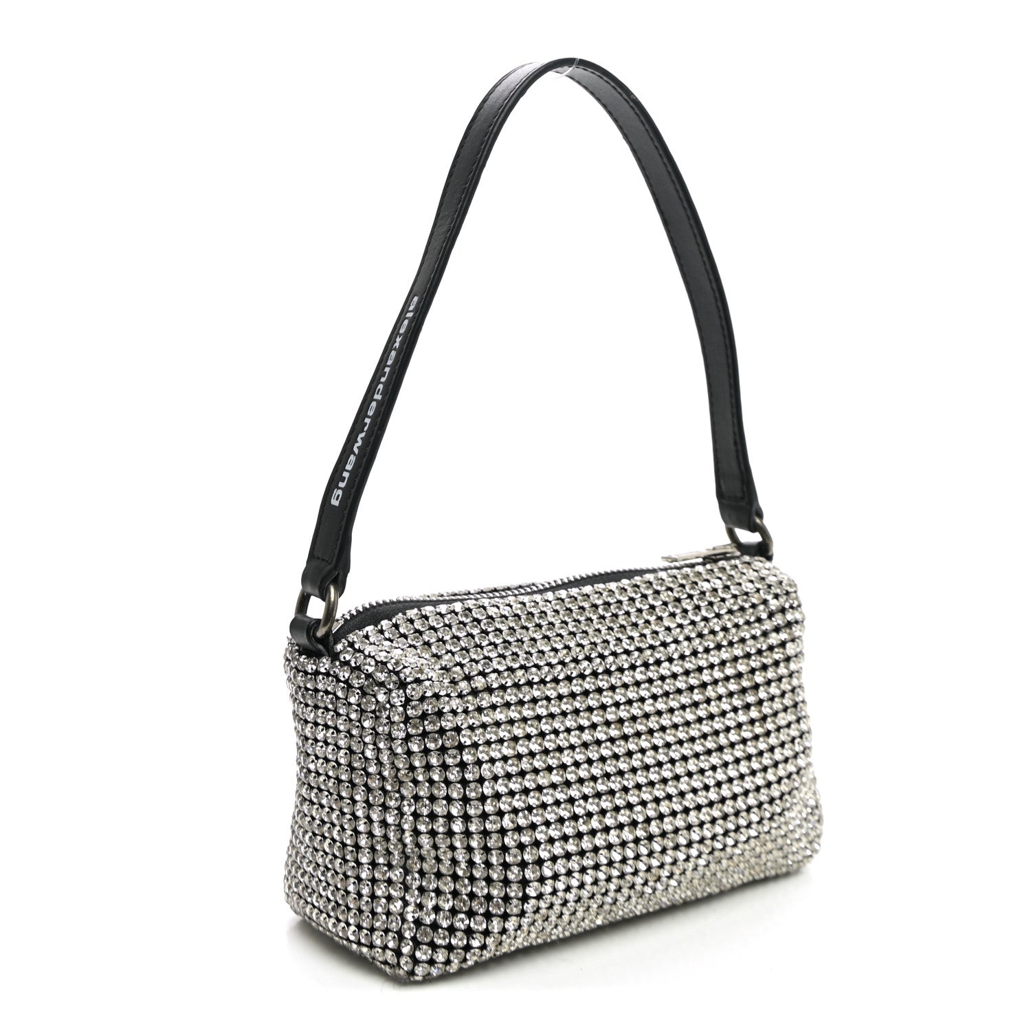 Alexander Wang Mesh Crystal Rhinestone Mini Heiress Pouch Black Silver 3 of 10