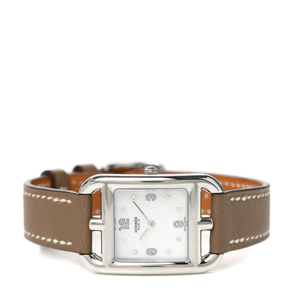 Hermes Stainless Steel Swift Diamond Mother of Pearl 23mm Cape Cod Quartz Watch Etoupe 2 of 5