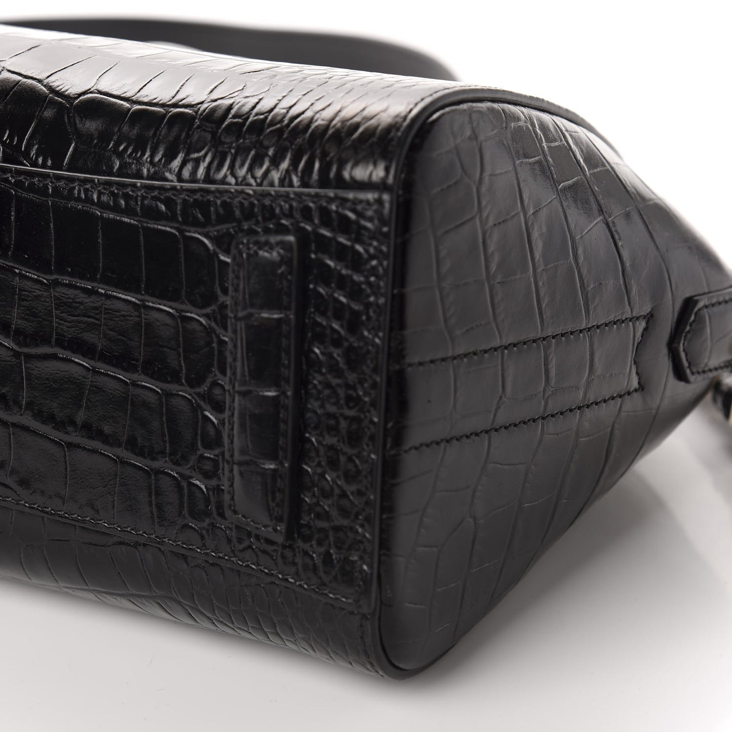 Calfskin Crocodile Embossed Mini Antigona Black