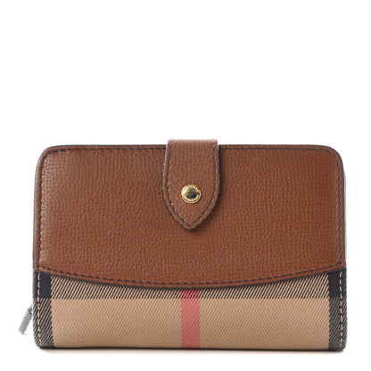 Burberry Calfskin House Check Compact Wallet Tan 1 of 11