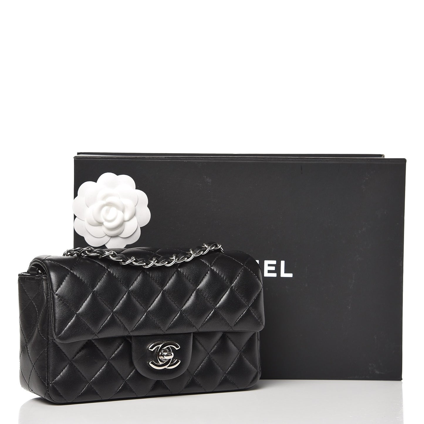 Lambskin Quilted Mini Rectangular Flap Black