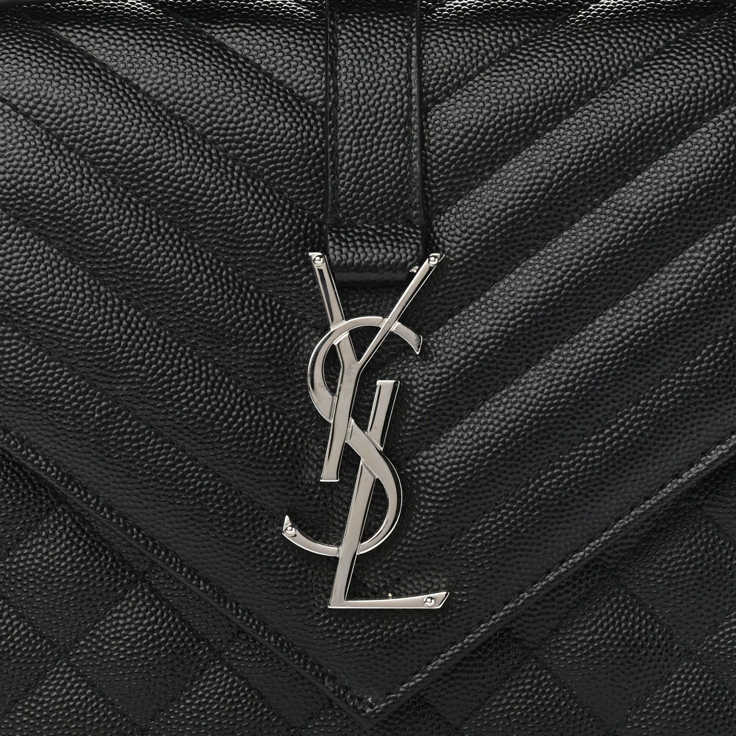 Saint Laurent Grain De Poudre Textured Mixed Matelasse Triquilt Medium Monogram Satchel Black 8 of 12