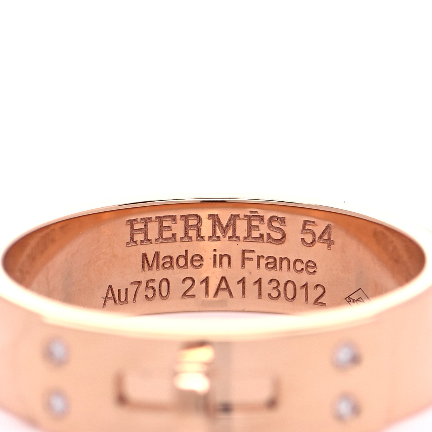 Hermes 18K Rose Gold Diamond PM Kelly Ring 54 6.75 7 of 8