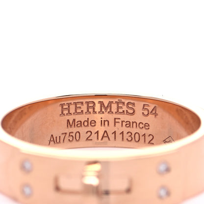 Hermes 18K Rose Gold Diamond PM Kelly Ring 54 6.75 7 of 8