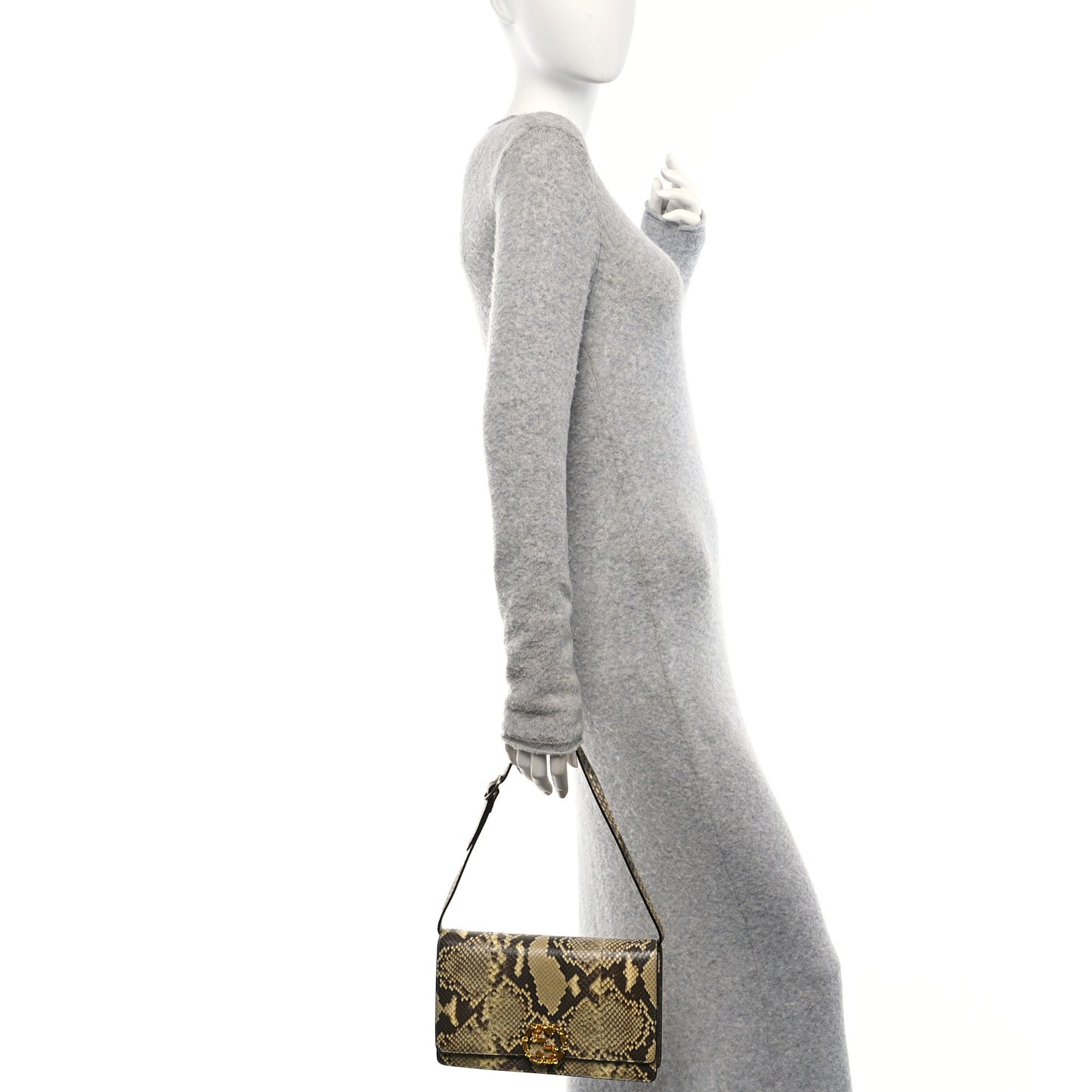 Snakeskin Crystal GG Broadway Shoulder Bag Yellow