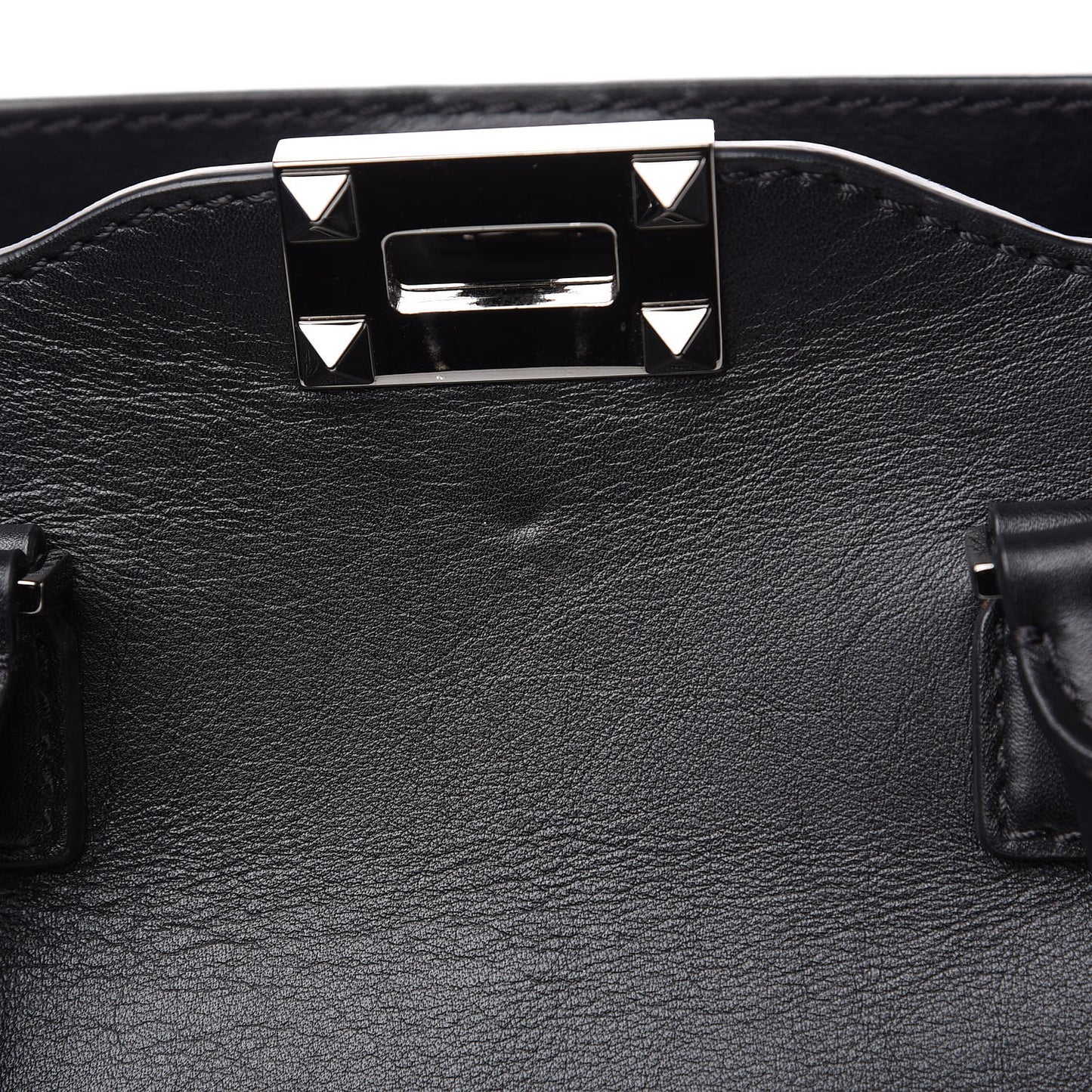 Vitello Rockstud Double Handle Tote Black